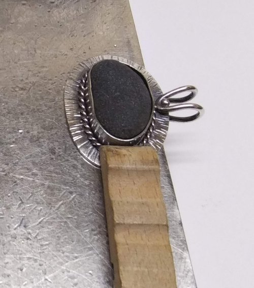 Judy Larson's Sterling Lake Stone Pendant with Twisted Wire - , Metalwork, Filing, Finishing, Butane Torch, Soldering, Solder, lake stone pendant